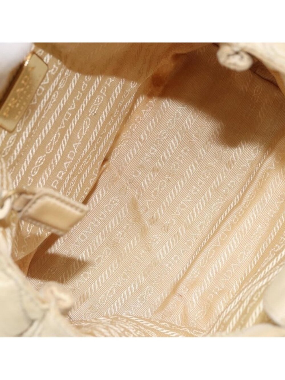 Authentic PRADA Chain Shoulder Bag Nylon Beige Gold - Picture 11 of 16
